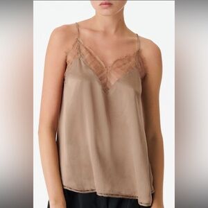 IRO Tan Camisole with lace trim